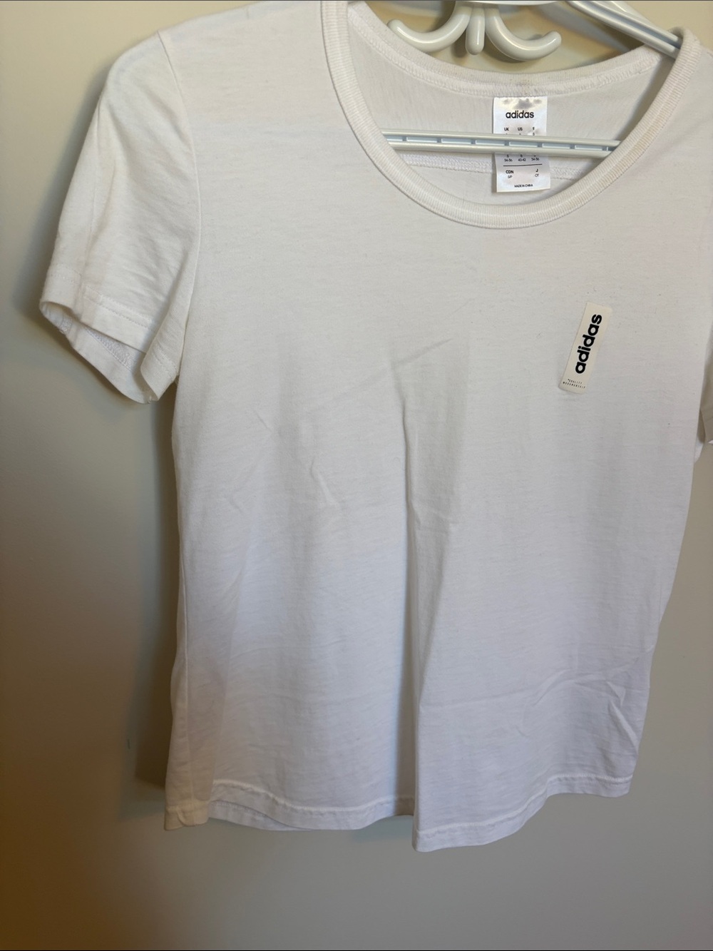 adidas White Short Sleeve Crewneck Tee